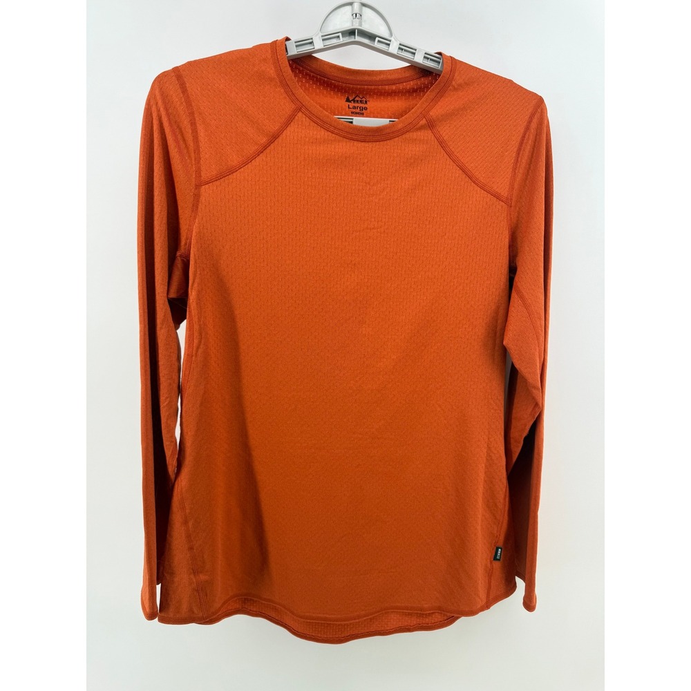 REI Co-op Womens Long Sleeve Crew Neck Athletic Top Orange‎ Size Large
